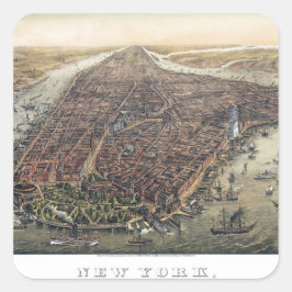 Adesivo Quadrado Vintage Nova Iorque, Manhattan, ponte do Brooklyn