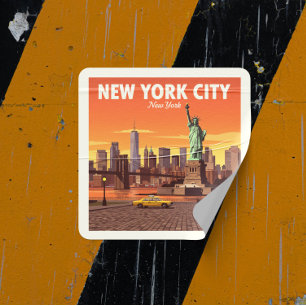 Adesivo Quadrado Vintage Nova York