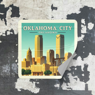 Adesivo Quadrado Vintage Oklahoma City Oklahoma