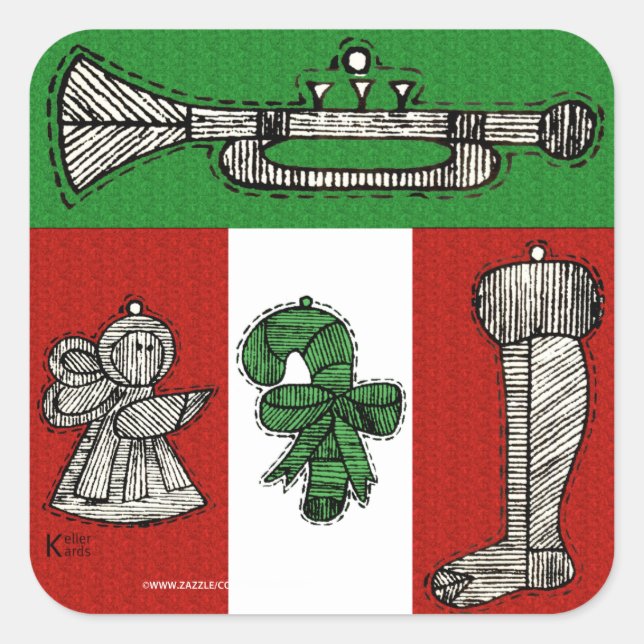 Adesivo Quadrado Vintage Ornaments (Frente)