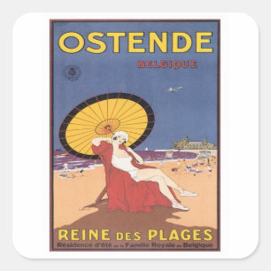 Adesivo Quadrado Vintage Ostende Belgique