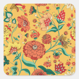 Adesivo Quadrado Vintage Paisley Floral Garden