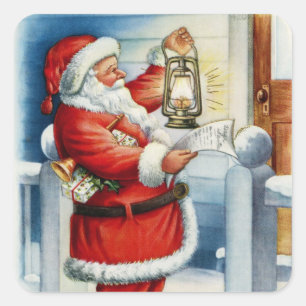 Adesivo Quadrado Vintage Papai Noel
