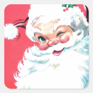 Adesivo Quadrado Vintage Papai Noel
