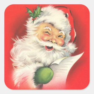 Adesivo Quadrado Vintage Papai Noel grande