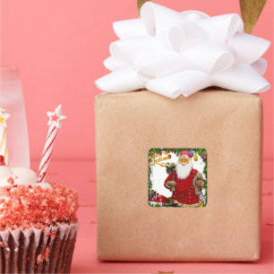 Adesivo Quadrado Vintage Papais noeis Feliz Natal