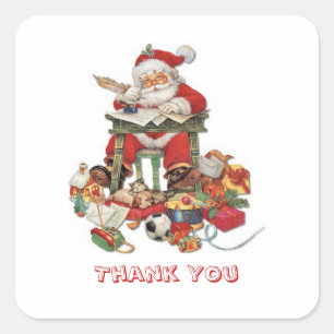 Adesivo Quadrado Vintage Papais noeis Natal Obrigado Sticker