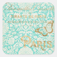 Vintage Paris Dourado Design Com Borboleta