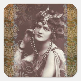 Adesivo Quadrado Vintage Party Girl on Victorian Tapeçarias Sticker