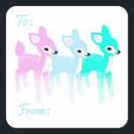 Adesivo Quadrado Vintage Pastel Deer Cute Christmas Gift Tag<br><div class="desc">Adicione o toque perfeito para os presentes de férias do seu estilo vintage com estes adesivos de etiqueta de presente adoráveis. Eles apresentam ilustrações inspiradas pela velha decoração de Natal em rosa-orquídea, azul-claro-céu e verde-menta brilhante. Estes adesivos vêm pré-impressos com linhas "Para" e "De" com espaço para que você possa...</div>