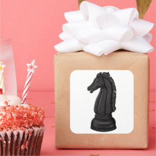 Adesivo Quadrado Vintage - peça preta de xadrez