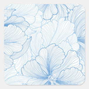 Adesivo Quadrado Vintage Peony: Padrão Floral Sem Costura
