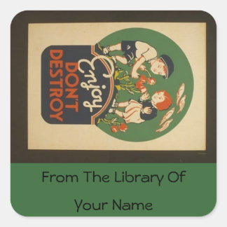 Adesivo Quadrado Vintage personalizada desfrute não destrua o bookp