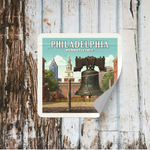 Adesivo Quadrado Vintage Philadelphia Pensilvânia