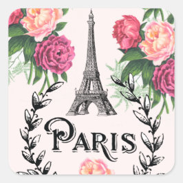 Adesivo Quadrado Vintage Pink Roses Stickers