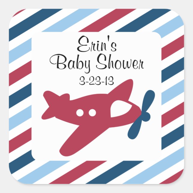 Adesivo Quadrado Vintage Plane Airmail (Frente)