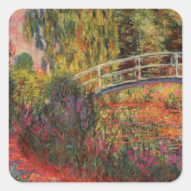 Adesivo Quadrado Vintage - Ponte Japonesa Claude Monet (Frente)