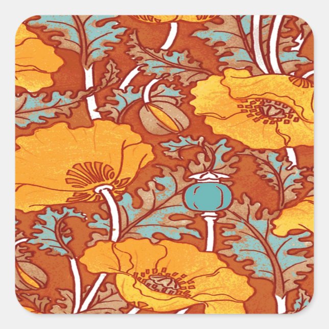 Adesivo Quadrado Vintage Poppy (Frente)