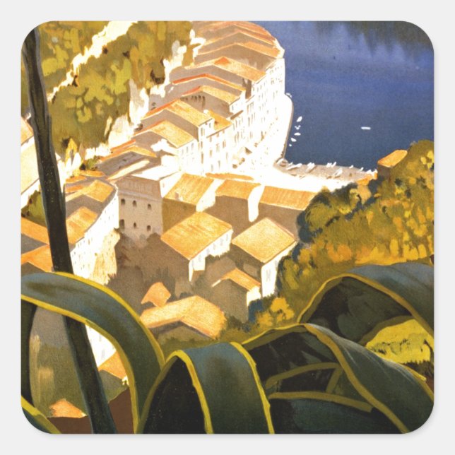 Adesivo Quadrado Vintage Portofino Itália (Frente)