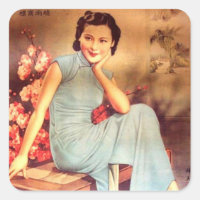 vintage, poster chinesa, senhora de shanghai