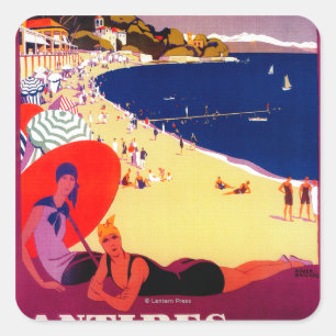 Adesivo Quadrado Vintage PosterEurope de Antibes