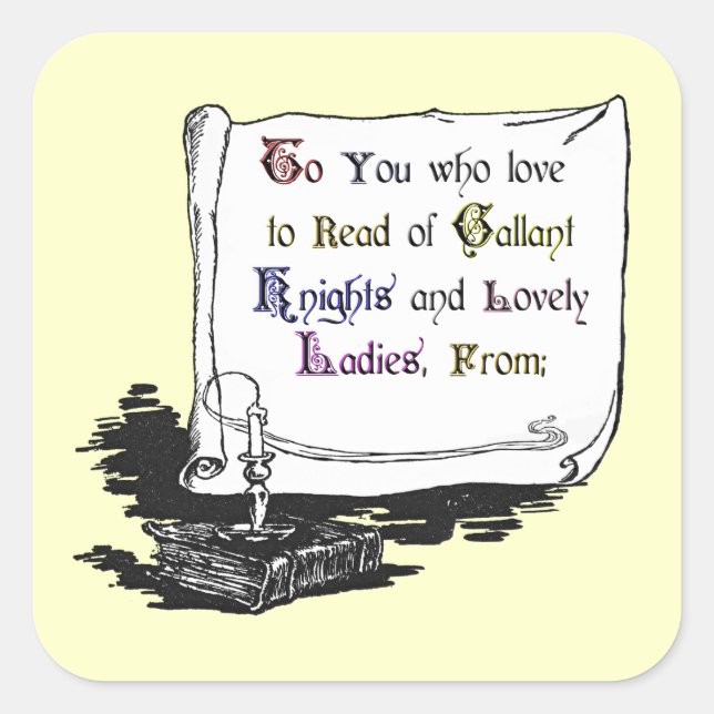 Adesivo Quadrado Vintage Presentation Bookplate Sticker (Frente)