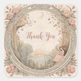 Adesivo Quadrado Vintage Rapunzel Fairytale