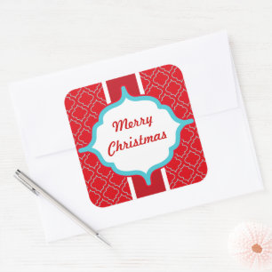 Adesivo Quadrado Vintage Red Christmas Stickers