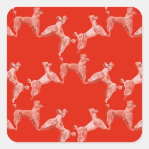 Adesivo Quadrado Vintage Red Dogs Pet Party Watercolor
