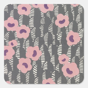 Adesivo Quadrado Vintage René Crevel Francês Art Deco Rosa Floral