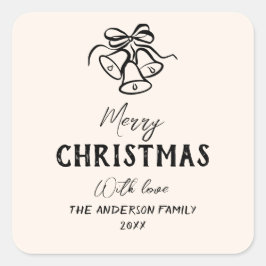 Adesivo Quadrado Vintage Retirada da Mão Bells Fronteira Foto Natal