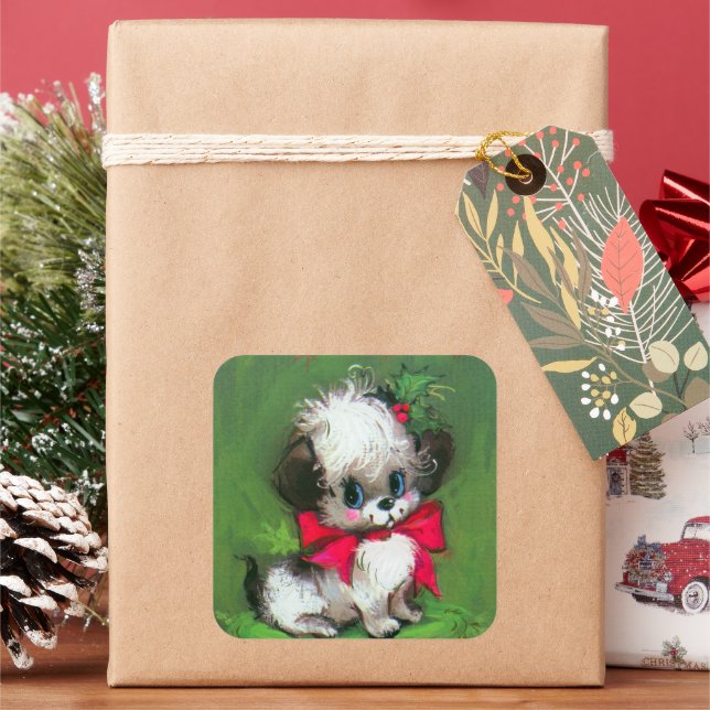 Adesivo Quadrado Vintage retro Natal - Papoila de Natal (Feriado)