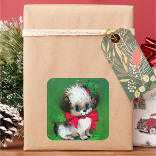 Adesivo Quadrado Vintage retro Natal - Papoila de Natal