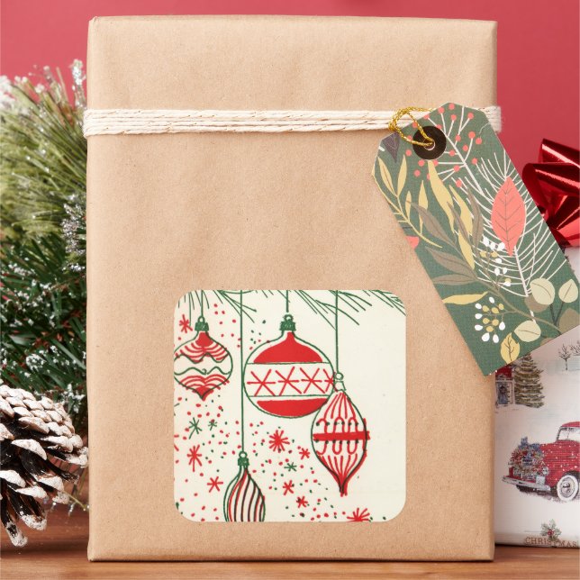 Adesivo Quadrado Vintage retro Natal - Vinhage - Vinhage - Vintage  (Feriado)