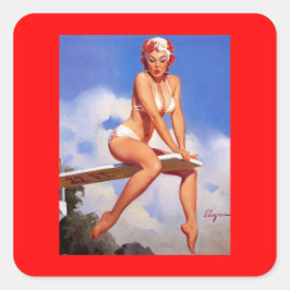 Adesivo Quadrado Vintage Retro Pin Up Girl