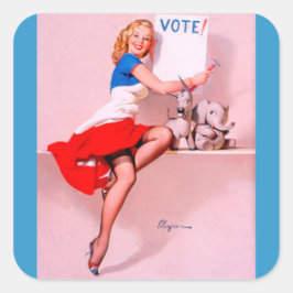 Adesivo Quadrado Vintage Retro Pin Up Girl