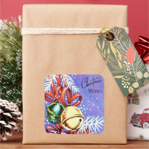 Adesivo Quadrado Vintage retro vinhetas de Natal