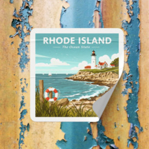 Adesivo Quadrado Vintage Rhode Island