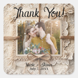 Adesivo Quadrado Vintage Romântico Floral Renda Sacaria Rústico Cas