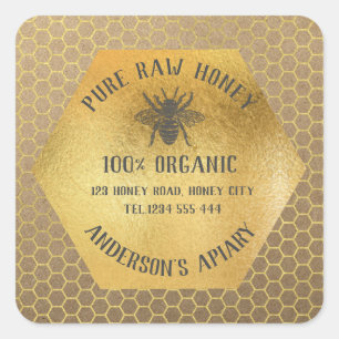 Adesivo Quadrado Vintage rustic Kraft olha mel de pente mel