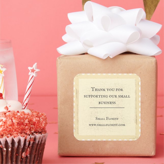 Adesivo Quadrado Vintage Rustic Stamp Obrigado (Festa)