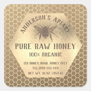 Adesivo Quadrado Vintage rústico Kraft parece um pote de mel de pe