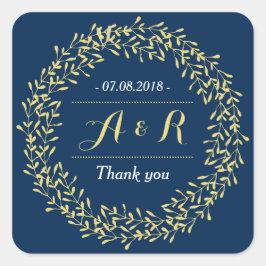 Adesivo Quadrado Vintage Sai Do Casamento De Wreath Obrigado Sticke