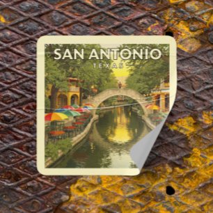 Adesivo Quadrado Vintage San Antonio Texas
