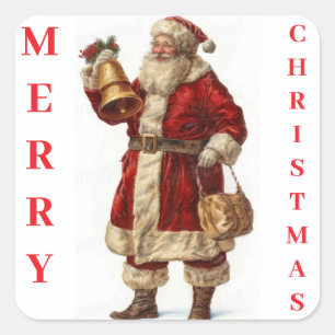 Adesivo Quadrado Vintage Santa Claus