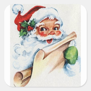 Adesivo Quadrado Vintage Santa Claus