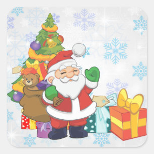 Adesivo Quadrado Vintage Santa Claus
