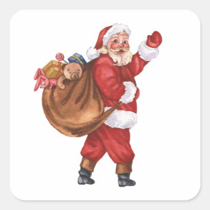 Adesivo Quadrado Vintage Santa Claus Sticker