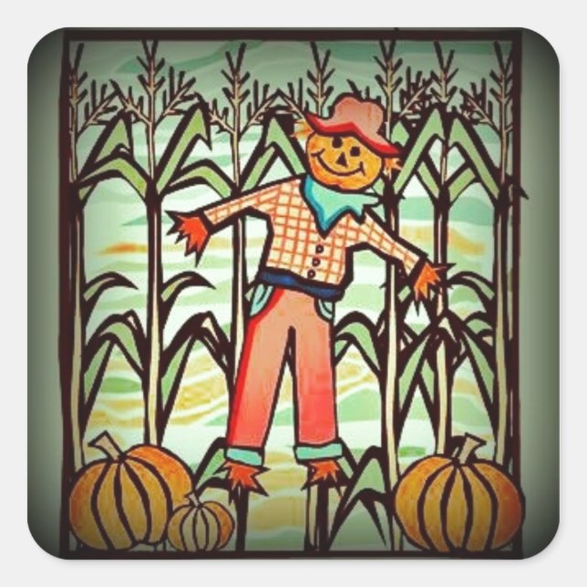 Adesivo Quadrado Vintage Scarecrow (Frente)