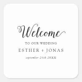 Adesivo Quadrado Vintage Script Weding Welcome Square Sticker